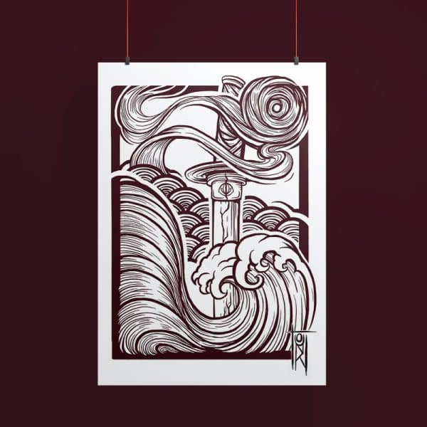 Red Wave Print